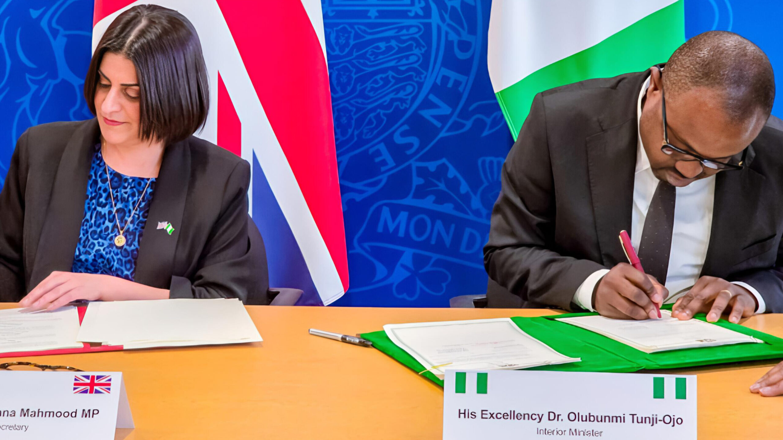 Olubunmi Tunji-Ojo and Shabana Mahmood during official signing of migration and deportation deal between Nigeria and the UK